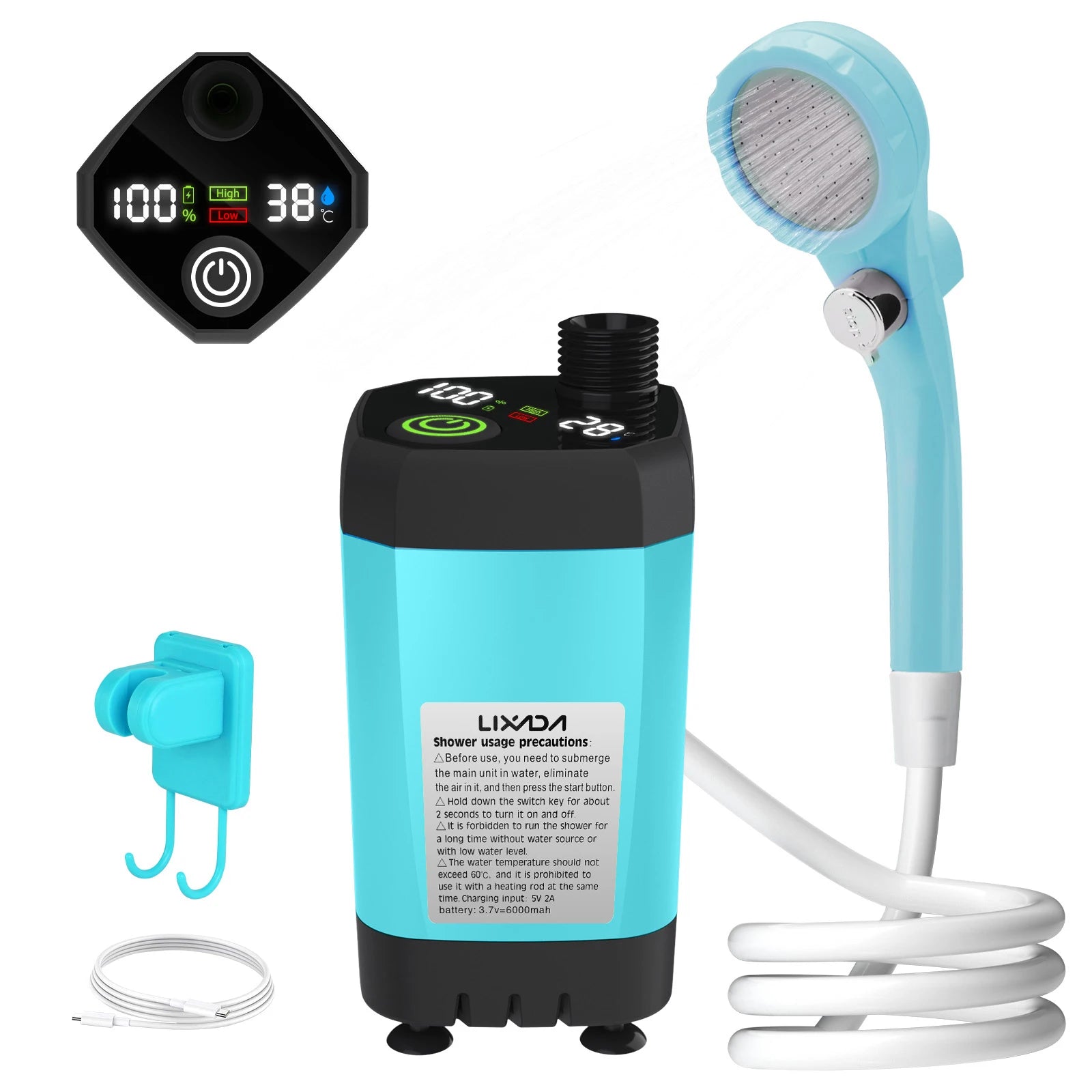 Portable Camping Shower Pump Kit – RV Outdoor Shower with Digital Display & Adjustable Flow